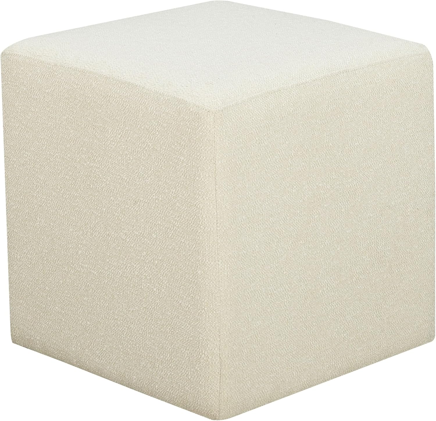Studio Living Warren 18" Cube Ottoman, Urban Transitional, Fully Assembled, Soft Boucle Fabric, Snow