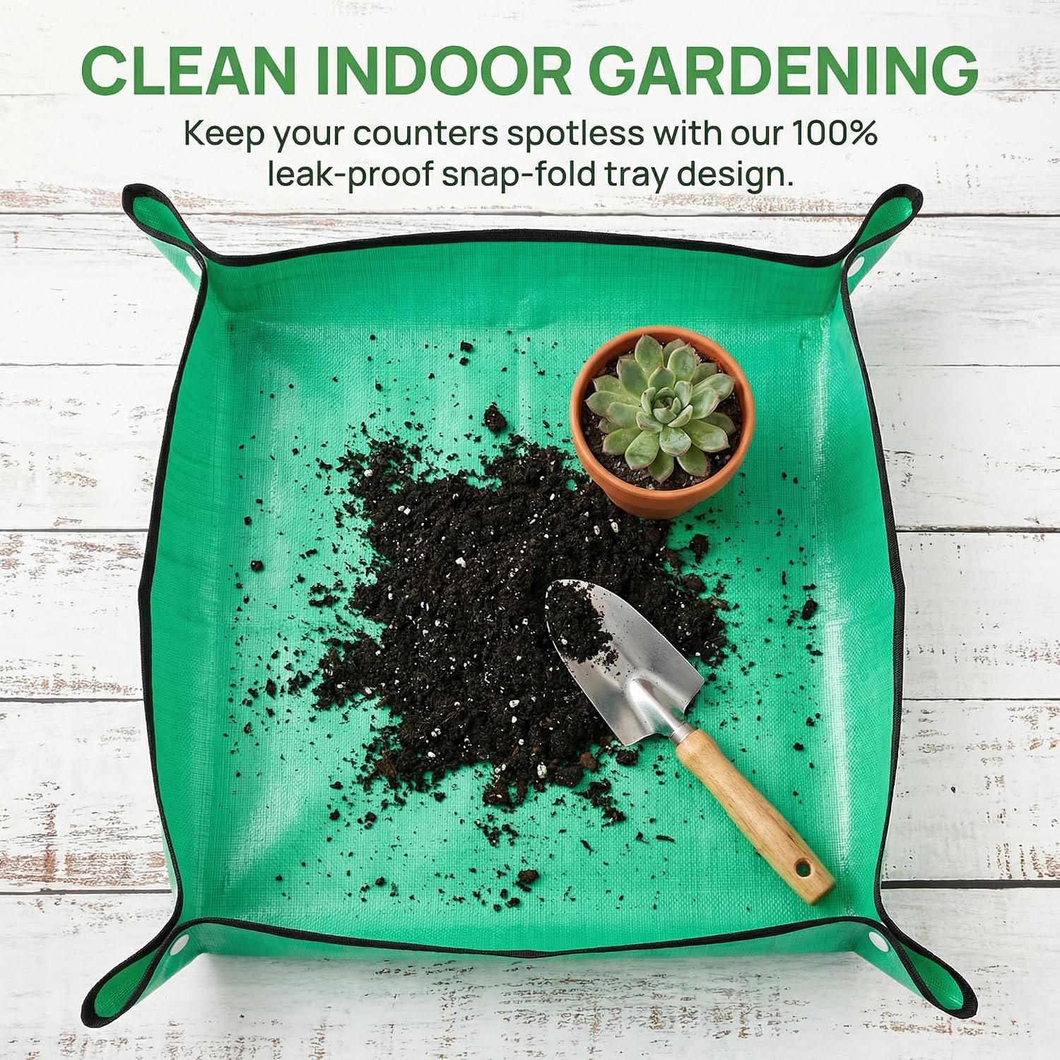 Repotting Mat for Indoor Plant Transplanting, Waterproof Potting Mat for Succulents, Square Planting Tray for Soil Change, Mess Control Gardening Mat, 26” x 26”
