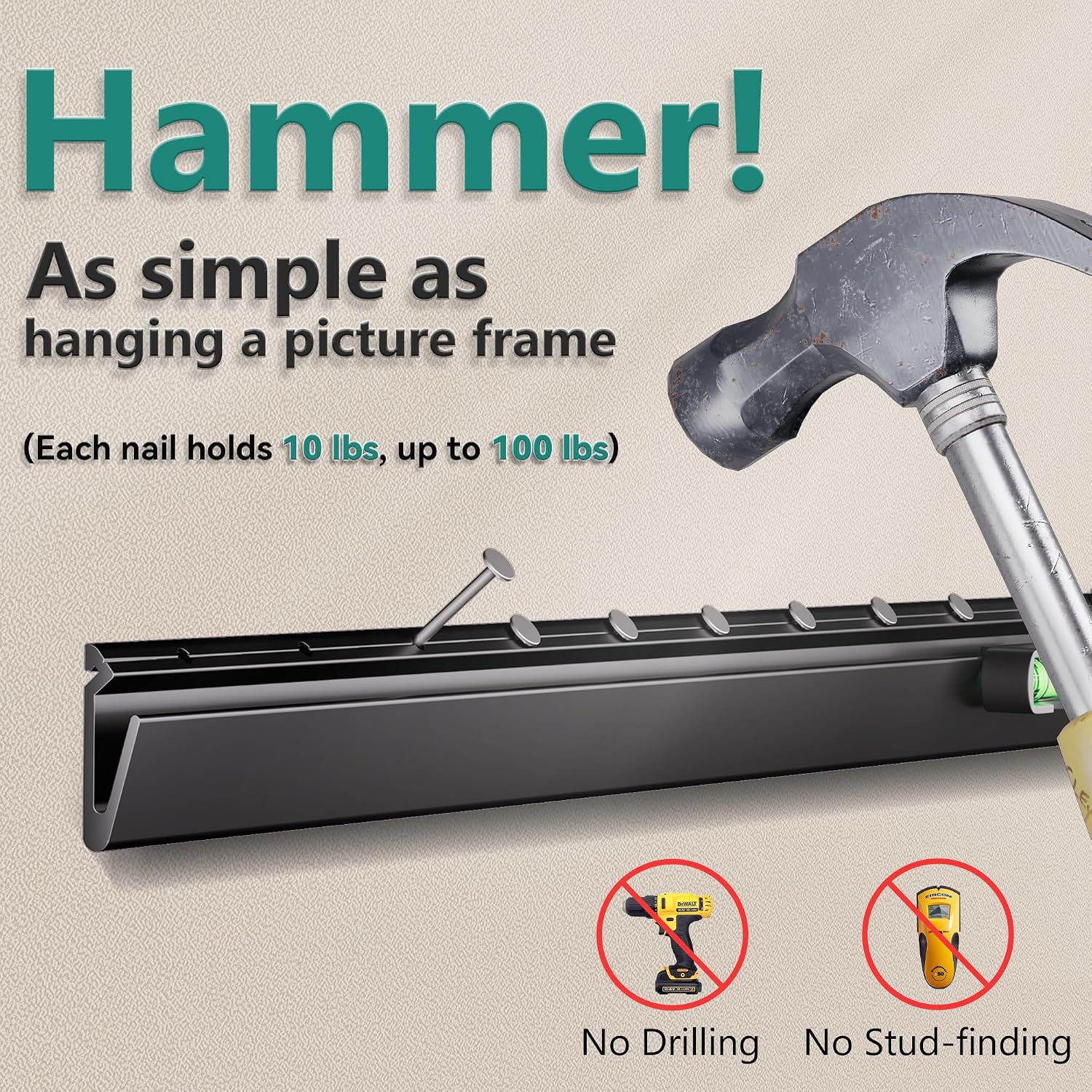 Auoace No Drill Drywall TV Wall Mount for 22 to 55 inch Small TV, up to 100 LBS, 1.1" Low Profile, No Stud Design, Easy Install with All Hardware, TVs Bracket for Most 32" 40" 43" 50" 52" 55" Screen