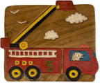 Sea Island Imports Red Fire Truck Design Hand Carved Acacia Hardwood Decorative Short Stool