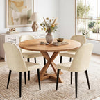 Set of 4 Mid-Century Modern Dining Chairs, Beige Faux Leather Upholstered Kitchen Chairs with Metal Legs, Comfortable Side Chairs for Dining Room, Living Room, Cafe & Hotel