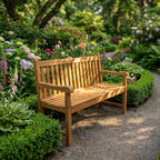 Sunnydaze Outdoor Bench for Patio, Front Porch, or Park - 2-Person Wooden Teak Garden Bench Seat - 675 lb Weight Capacity - 50"