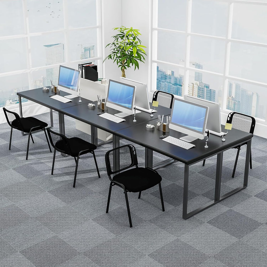 Tangkula Set of 10 Waiting Room Chairs, Stackable Reception Guest with Mesh Backrest, Waterfall Seat, Metal Frame & Carrying Handles, Office Desk Meeting Room Chairs for Lobby, Black
