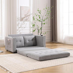 Convertible Sofa Bed, Folding Loveseat Sleeper Sofa Bed with Pillows,Fold Out Floor Couch with Cup Holder, Fabric Pull Out Sleeper Couch Bed for Living Room, Bedroom Lounge, Light Gary