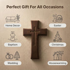 YOYAI Wooden Cross Wall Decor, Handcrafted Christian Cross 9.96”, Solid Wood Religious Wall Hanging, Faith Home Decor for Prayer Room, Baptism Gift, Easter & Christmas
