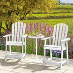 Tangkula Outdoor Bar Stool, HDPE Tall Adirondack Chair with Armrest & Footrest, Weather Resistant 47 Inch Counter Height Barstool Lifeguard Chair for Pool Deck Patio Garden, Balcony Chairs (1, White)