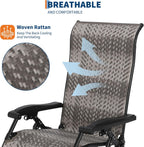 Rattan Chaise Lounge Chair with Widened Armrest Heavy Duty Wicker Adjustable Foldable Outdoor Patio Beach Camping Recliner Chair for Poolside Garden Backyard Lawn