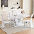 White Dining Chairs Set of 4, Upholstered Kitchen Chairs Set of 4 | Faux Leather Cushion and Metal Legs, Modern Dining Room Chair for Restaurant Kitchen