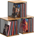 Dmevkic 3 Cube Vinyl Record Storage DIY Stackable 120-150 Records Visualize Album Storage Record Storage Crate