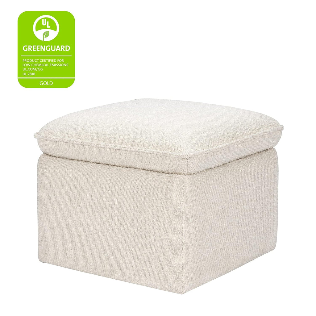Babyletto Cali Storage Ottoman in Ivory Boucle, Greenguard Gold Certified