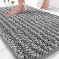 Yimobra Bathroom Rugs Non-Slip Washable – Extra Soft & Absorbent Chenille Bath Mat, Quick-Dry Plush Shaggy Floor & Vanity Bath Rugs for Tub & Shower, Modern Home Decor Accessories, 24 x 17, Grey