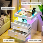 WOOVIVS Smart Nightstand with RGB Lights&Charging Station for Bedroom-White