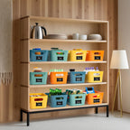 Tiawudi 12 Pack 4.5L Storage Bins, Plastic Storage Baskets for Home Classroom Organization, Multi-Use Organizer Bins for Cabinet, Pantry, Drawer, Closet, Countertop or Shelves, Colorful Containers