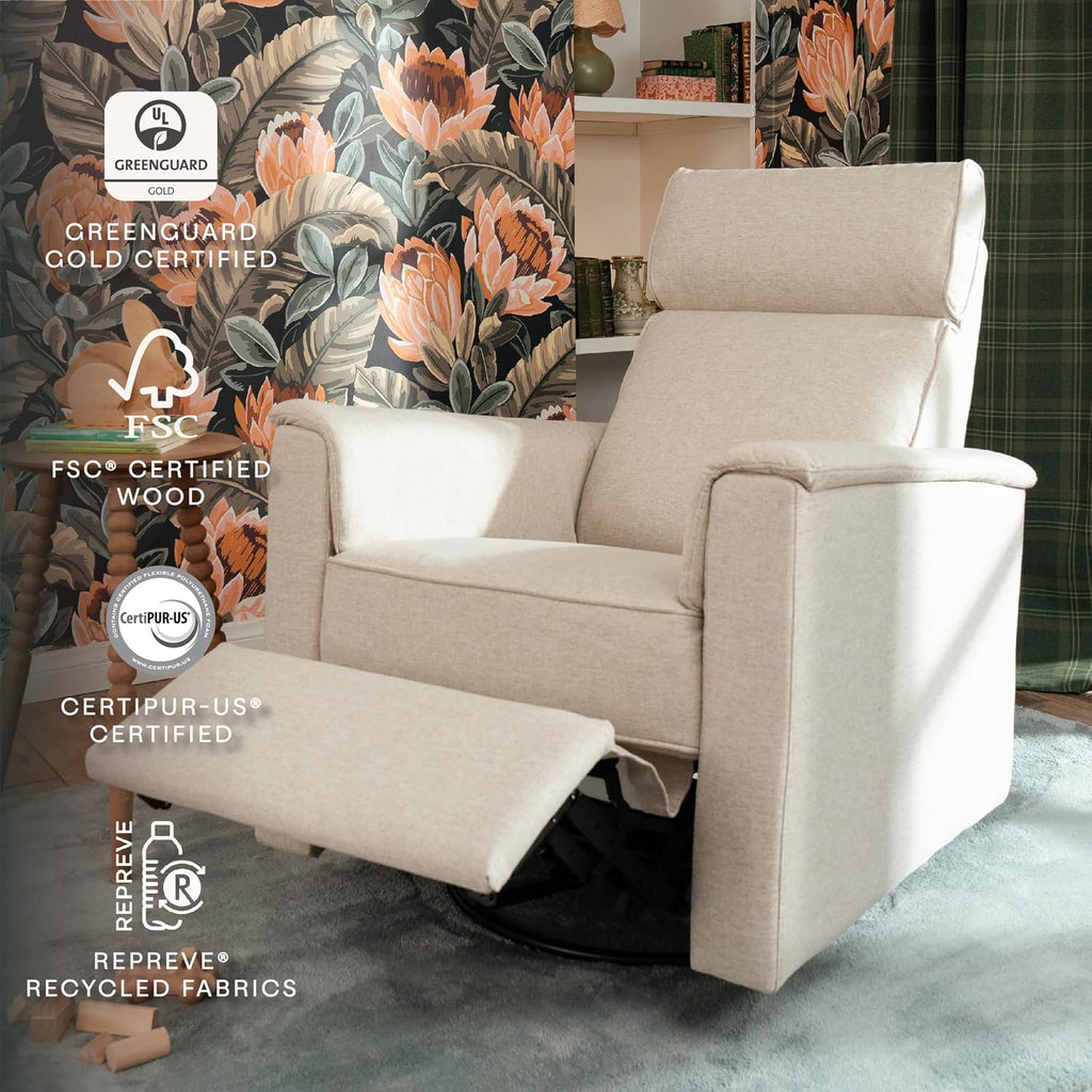 Namesake Willa Plus Power Recliner Glider, Performance Beach Eco-Weave | GREENGUARD Certified Recliner w/ 270° Swivel - Built-in USB Charging Port w/ Adjustable Headrest - Water & Stain Resistant