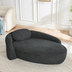 Full Foam Chaise Lounge Chair Indoor, Boucle Upholstered Boneless Chaise Lounge Sofa Bed, Right Facing Leisure Cloud Recliner Couches Sleeper Daybed for Living Room