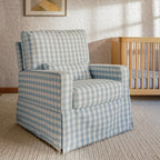 Namesake Crawford Glider Recliner, Blue Gingham | 360° Swivel Ultra Cozy Glider Rocker for Feeding & Relaxing w/ Lumbar Pillow - GREENGUARD Certified - For Nursery/Living Room