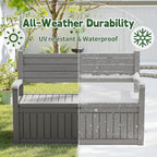 80 Gallon Outdoor Storage Bench Spacious Storage Box Waterproof Resin Deck Box Lockable for Patio, Garden, Livig Room & Outdoor Spaces（Grey）
