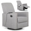 Evolur Raleigh Glider with Massager in Charcoal, Upholstered Plush Seating 360° Swivel Glider Rocking Chair, FSC Certified, Greenguard Gold & JPMA Certified Nursery Glider Recliner