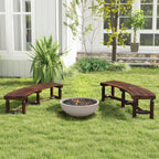 Moccha Outdoor Curved Bench, Carbonized Wood Fire Pit Bench with Slatted Seat, Loveseat, Rustic Wood Outside Chair, Patio Backless 2-Person Seating for Yard Deck Porch, 710 LBS Max Load (2)