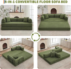 GarveeHome 79" Convertible Sleeper Sofa Bed Couch, 4-in-1 Boneless Corduroy Folding Sofa Bed with Pillow & Fixed-Shape, Floor Mattress Couch Loveseat for Living Room Apartments - No Assembly, Green