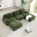 Modular Sectional Sofa Boneless Couch, U Shaped Sectional Couches for Living Room, Oversized Cloud Couch with Deep Seat and Ottoman, Comfy Corduroy Upholstery Green Couches, No Assembly(3S+2O)