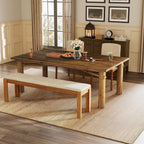 Solid Wood Dining Table for 6, 63-Inch Wooden Kitchen Table with Strong Legs, Farmhouse Rectangle Dinner Table for Dining Room, Living Room
