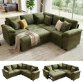 86" Modular Sectional Sleeper Sofa with Pull Out Bed, L Shaped 5 Seat Couch with 151L Storage, Convertible Cloud Couch Bed, Sectional Couches for Living Room, Apartment (Green)