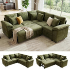 86" Modular Sectional Sleeper Sofa with Pull Out Bed, L Shaped 5 Seat Couch with 151L Storage, Convertible Cloud Couch Bed, Sectional Couches for Living Room, Apartment (Green)
