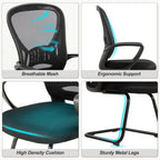 Okeysen Waiting Room Guest Chairs Set of 2, Mesh Mid Back Office Reception Chair with Arms, Office Desk Chair with Sled Base No Wheels, for Office Meeting, Conference Room, Waiting Area, Lobby