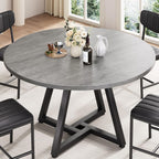Jocoevol 42'' Round Dining Table Kitchen Dining Room Circle Dinner Pedestal Table for 4, Space Saving Wood Kitchen & Dining Room Furniture (Grey)