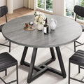 Jocoevol 42'' Round Dining Table Kitchen Dining Room Circle Dinner Pedestal Table for 4, Space Saving Wood Kitchen & Dining Room Furniture (Grey)