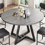 Jocoevol 42'' Round Dining Table Kitchen Dining Room Circle Dinner Pedestal Table for 4, Space Saving Wood Kitchen & Dining Room Furniture (Grey)