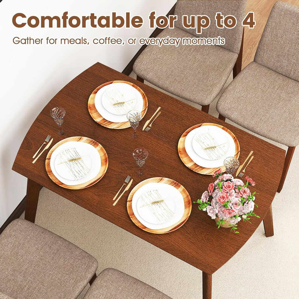 Giantex Dining Table Set for 4, Rectangular Kitchen Table and Chairs Set w/Rubber Wood Frame, Padded Seats & Backrests, Space-saving Dinette Set for Small Space, Apartment, Dining Room, Breakfast Nook