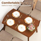 Giantex Dining Table Set for 4, Rectangular Kitchen Table and Chairs Set w/Rubber Wood Frame, Padded Seats & Backrests, Space-saving Dinette Set for Small Space, Apartment, Dining Room, Breakfast Nook