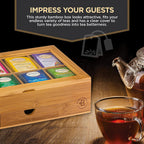 Bamboo Tea Bag Organizer Box - 8 Compartment Tea Storage Box with Acrylic Lid, Magnetic Closure and Drawer, Tea Bag Holder for Kitchen Counter, Tea Organizer, Tea Box, Gift for Mom Wife Tea Lovers