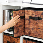Stero Fabric Storage Cubes, 3 Pack Foldable Storage Bins with Handle, 11 Inch Storage Baskets Box for Shelves, Closet, Organizer, Rustic Brown and Black