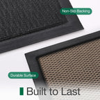 LUMI Outside Welcome Door Mat 24x36, Non Slip Durable Rubber Entrance Doormat, Low Profile Easy Clean Mats for Front Back Door Entryway Porch Garage, Hello