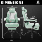 Shintenchi Big and Tall Gaming Chair Fabric Pocket Spring Cushion,High Back Recliner with Footrest and Headrest for Adults, Massage Lumbar Support for Home Office, Ergonomic Computer Desk Chair, Green