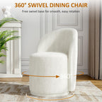 Lumibee Swivel Barrel Dining Chairs, Modern Upholstered Round Dining Chairs with 360° Rotation, Comfy Chenille Fabric Armless Accent Makeup Vanity Chair for Dining/Living Room Makeup Room, Beige