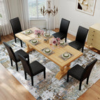 LSSPAID Dining Chairs Set of 2, PU Leather Upholstered Dining Room Chairs with Nailhead Trim and Solid Wood Legs for Home and Kitchen, Black