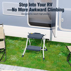 URACKIFY 2 Step Stool Foldable, Step Ladder with Non-Slip Rubber mat, Step Stool with Release Button, Lightweight Steel, Blue, for up to 330LBS.