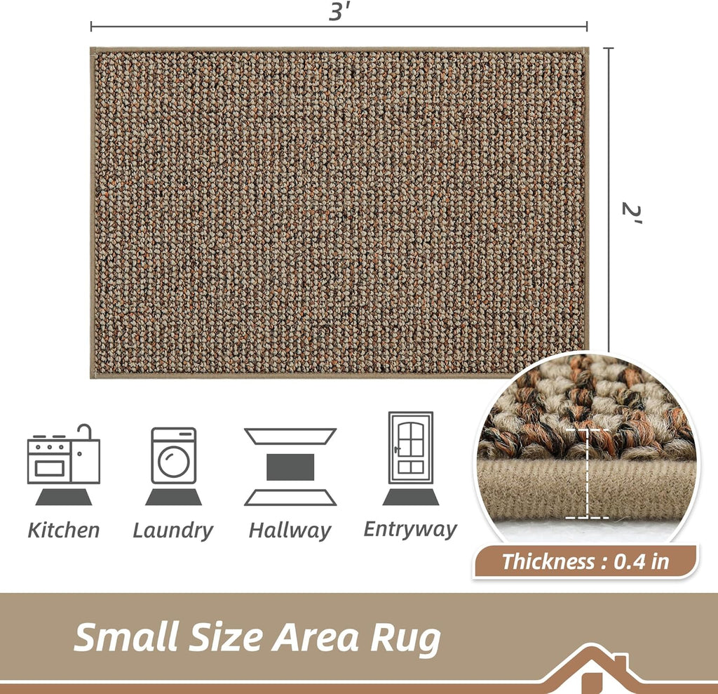 BEQHAUSE 2x3 Entryway Rug Indoor Door Mat Non-Slip Washable, Hallway Rugs Absorbent & Stain Resistant Hall Carpet Runner Rugs for Entryway, Front Door Floor Mats Laundry Room Rugs for Entry, Taupe