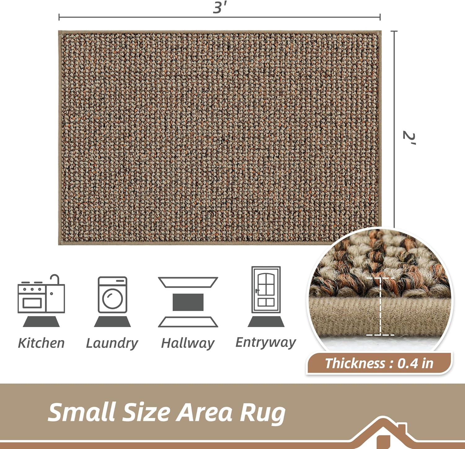 BEQHAUSE 2x3 Entryway Rug Indoor Door Mat Non-Slip Washable, Hallway Rugs Absorbent & Stain Resistant Hall Carpet Runner Rugs for Entryway, Front Door Floor Mats Laundry Room Rugs for Entry, Taupe
