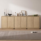 3pcs Sideboard Cabinet Buffet Cabinet with Storage with Adjustable Shelves and Handle-Free Design Suitable for Kitchens,Hallway,and Living Rooms Light Oak