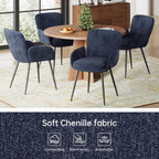 VKNOW Modern Dining Chairs Set of 4, Upholstered Dining Room Chair with Armrest, Kitchen Chairs with Curved Ergonomics Backrest for Living Room, Dining Room, Kitchen, Navy Blue