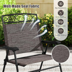 Giantex Set of 4 Patio Folding Chairs, Outdoor Dining Chairs for Camping, Beach, Backyard, Deck, Portable Dining Chair w/Armrest and Metal Frame, 4-Pack (Dark Brown)