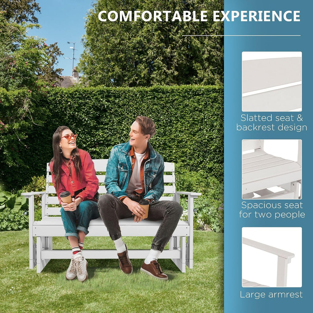 Outdoor Glider Bench - White