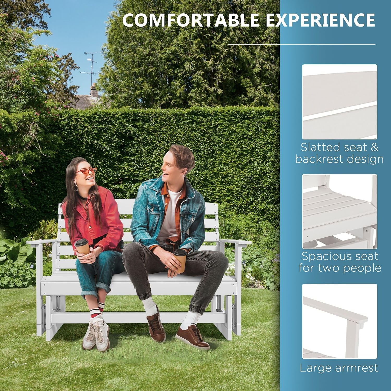 Outdoor Glider Bench - White