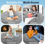Homguava Bean Bag Chair: 4' Bean Bags with Memory Foam Filled, Large Beanbag Chairs Soft Sofa with Dutch Chevron Plush Cover 4FT(44"×44"×26"),Grey