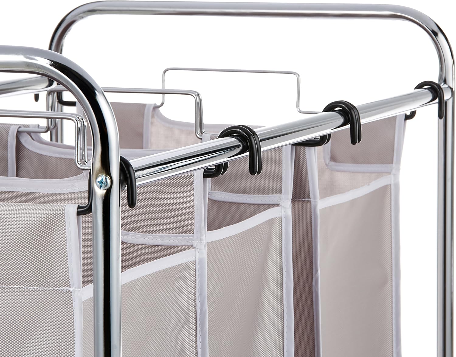 Amazon Basics 3-Bag Laundry Sorter with Removable Bags, Metal Frame, Washable, Locking Wheels, Gray